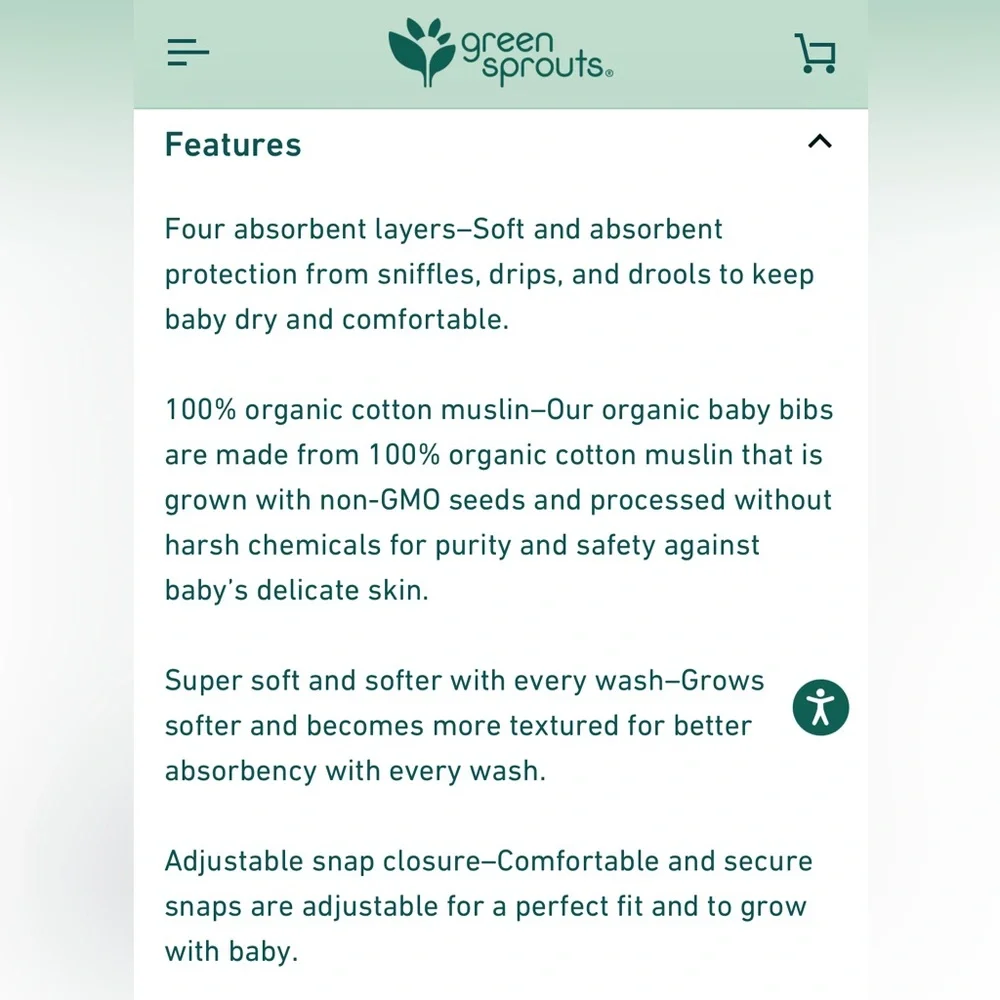 GREEN SPROUTS Organic Muslin Pink Bib Set & Teether, 0-12mo